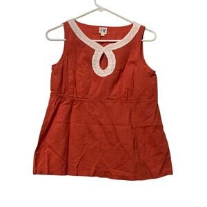 Edme & Esyllte Anthropologie Top Sz 4 Sleeveless Coral Button Lghtwt Cotton